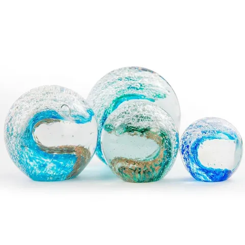 Handmade Glaze Wave Ball Glass Paperweight Home Decor Colorful Crystal Sphere Desktop Ornament Art Craft