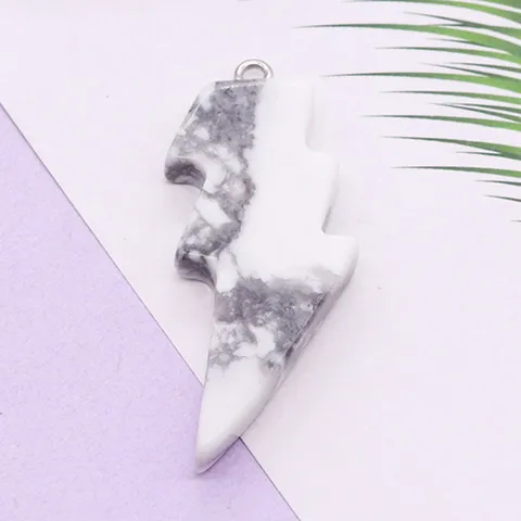 Colgante de Cristal con Forma de Rayo de Piedra Natural para Hacer Joyas DIY Collar Llavero Accesorios Amuleto de Piedra de Cobre Pulido