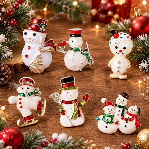 Weihnachtsschneemann Brosche Für Damen Herren Legierung Emaille Tropfen Strass Anstecknadel Mode Festliche Anzug Reversnadel Weihnachtsgeschenk Schmuck