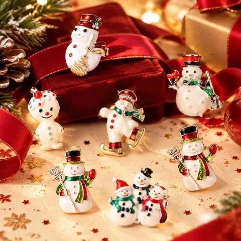 Weihnachtsschneemann Brosche Für Damen Herren Legierung Emaille Tropfen Strass Anstecknadel Mode Festliche Anzug Reversnadel Weihnachtsgeschenk Schmuck