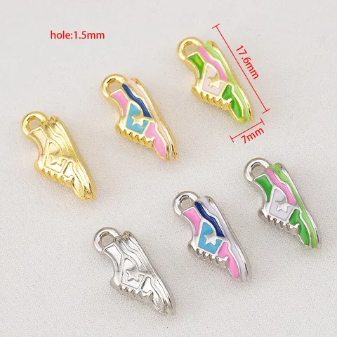 Alloy Enamel Sneaker Charms Double Sided Painted Mini Canvas Shoe Pendant For DIY Jewelry Making Accessory Necklace Bracelet
