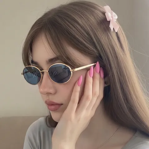 Mode Retro Ovaal Metalen Zonnebril Voor Vrouwen Trendy Europese Stijl Zonnebril High End Luxe Vintage Eyewear UV Bescherming
