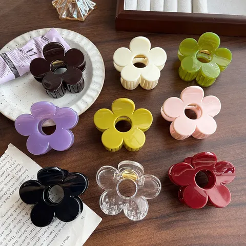 Pinza para el Pelo con Flores Dulces Material PC Tamaño Mediano Pinza de Tiburón para Mujeres Niñas Accesorios para el Cabello