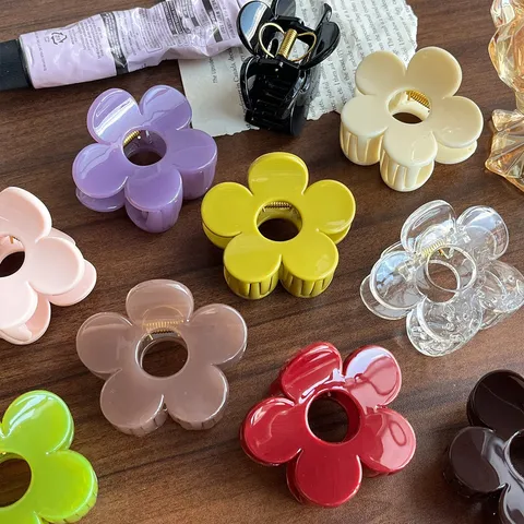 Pinza para el Pelo con Flores Dulces Material PC Tamaño Mediano Pinza de Tiburón para Mujeres Niñas Accesorios para el Cabello