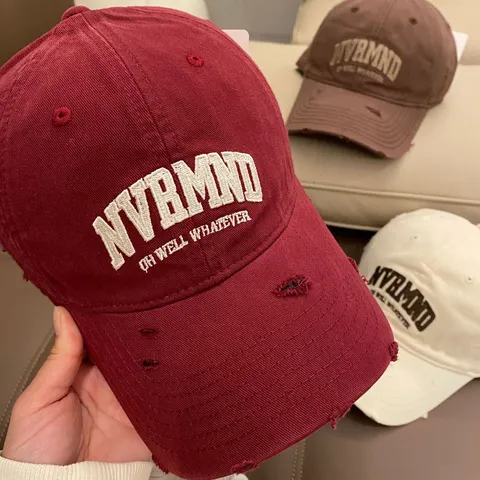 Women Vintage Distressed Baseball Cap Washed Cotton Embroidered Letter Soft Top Sun Hat Retro Casual Adjustable Snapback Hip Hop Dad Hat