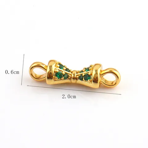 DIY Jewelry Connector Findings Copper Plated Real Gold Rhinestone Bow Shape Links For Bracelet Necklace Making Accessories