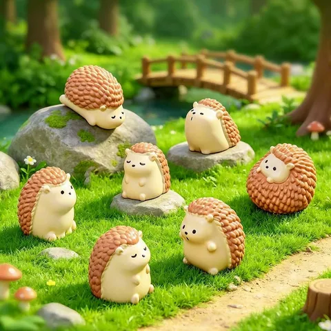 Miniature Hedgehog Figurine Resin Cartoon Animal Ornament For Micro Landscape DIY Garden Decor Desktop Decor Cute Gift