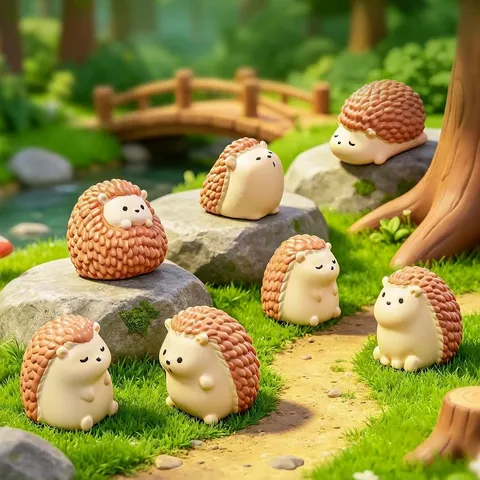 Miniature Hedgehog Figurine Resin Cartoon Animal Ornament For Micro Landscape DIY Garden Decor Desktop Decor Cute Gift