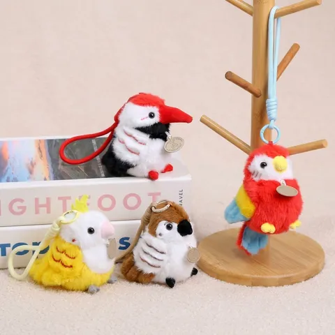 Carino Cartone Animato Uccello Peluche Giocattolo Ciondolo Animale Imbottito Passero Pappagallo Gufo Borsa Appendere Ornamento Kawaii Portachiavi in Peluche Regalo