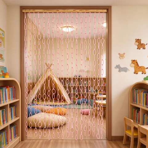 Modern Minimalist Paper Rope Door Curtain Handmade Woven Chain Hanging Partition Curtain For Home Bedroom Hallway Decor