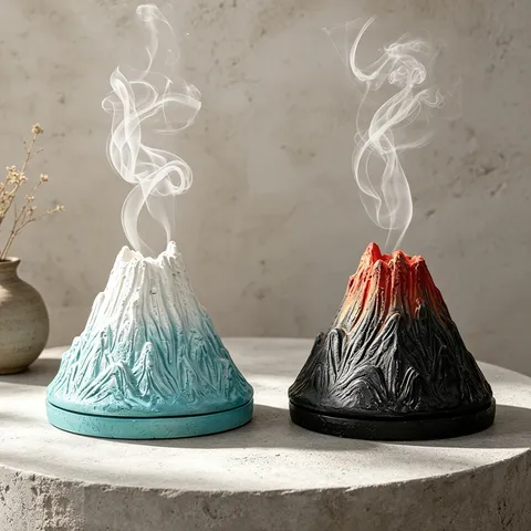 Volcano Shaped Resin Incense Burner Creative Aromatherapy Diffuser Home Office Decorative Ornament