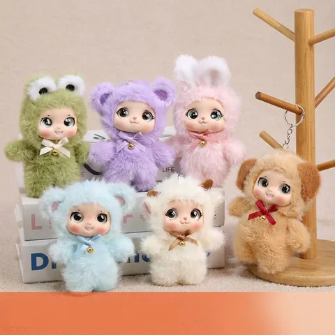 Lindo Colgante de Peluche de Animal con Cara de Vinilo Dibujos Animados Rana Perro Conejo Oso Bolso Llavero Suave
