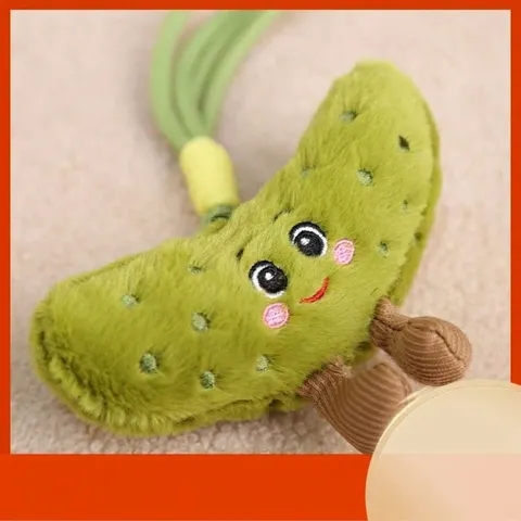 Cute Stuffed Pickle Plush Toy Simulation Vegetable Doll Soft Keychain Bag Pendant Polyester Stuffed Animal Gift