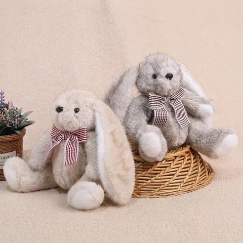 Mignon Lapin Aux Longues Oreilles Peluche Jouet Poupée Animal En Peluche Nœud Papillon Doux Oreiller Compagnon Cadeau