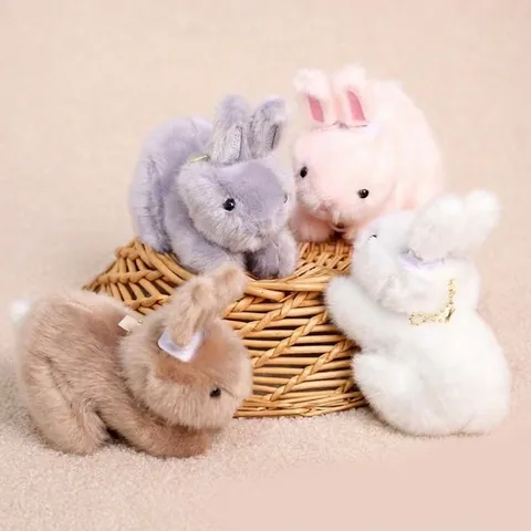 Cute Moving Ear Rabbit Plush Toy Pendant Soft Stuffed Animal Bunny Doll Bag Hanging Ornament Birthday Gift For Girls Kids