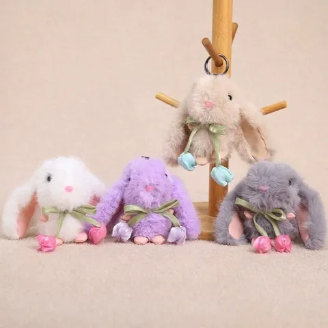 Carino Tulipano Coniglio Peluche Giocattolo Ciondolo Cartone Animato Animale Stuffed Bambola Borsa Portachiavi