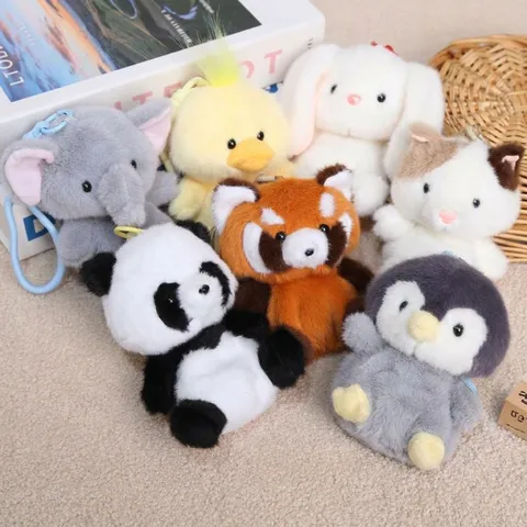 Carino Animale Peluche Portachiavi Imbottito Cartone Animato Bambola Elefante Anatra Pinguino Coniglio Gatto Panda Borsa Pendente Regalo