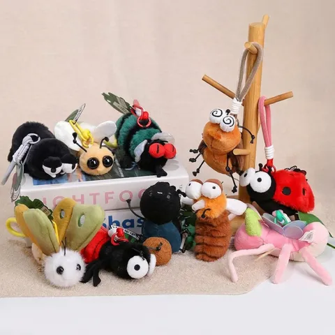 Simulation Insect Plush Doll Keychain Car Bag Pendant Cute Stuffed Animal Toy Children Birthday Gift