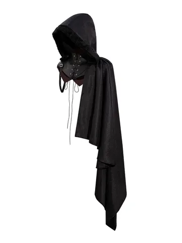 Medieval Gothic Cloak Cape Vampire Cosplay Costume Halloween Asymmetrical Hooded Shawl Retro Stage Performance Outfit