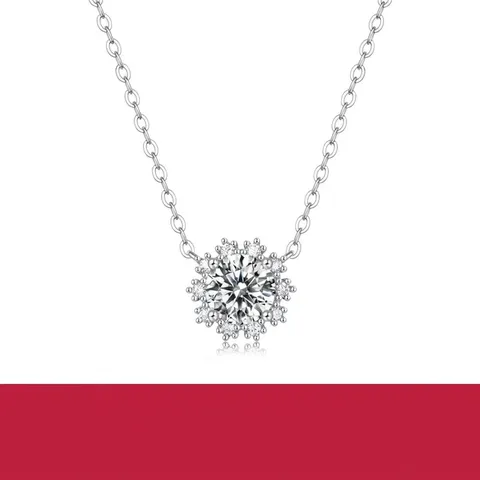 S925 Sterling Silver Moissanite Sunflower Pendant Necklace Clavicle Chain Fashion Jewelry For Women Gift