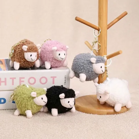 Süßes Liegendes Kleines Schaf Plüschtier Anhänger Weiches Tier Stoffpuppe Taschenornament Schlüsselanhänger Geschenk Für Kinder