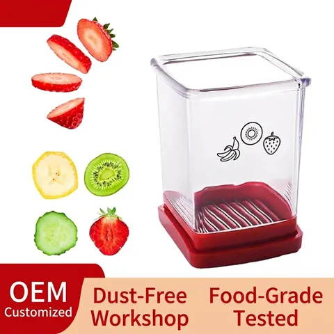 Affettatrice per Frutta e Verdura in Acciaio Inossidabile Taglia-Fragole Gadget da Cucina Moderno Minimalista Rosso Plastica Manuale