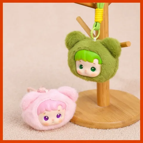 Peluche de Poliéster Cabeza de Oso de Vinilo Lindo Bebé Colgante Llavero Adorno de Bolso Kawaii Muñeca de Trapo Juguete Regalo