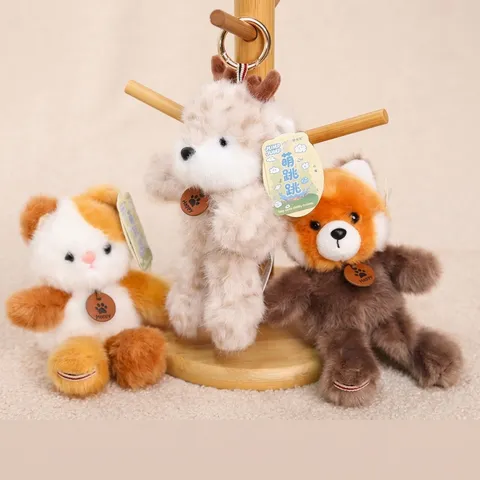 Cute Animal Plush Pendant Keychain Stuffed Toy Cartoon Bear Elephant Monkey Doll Bag Charm Gift