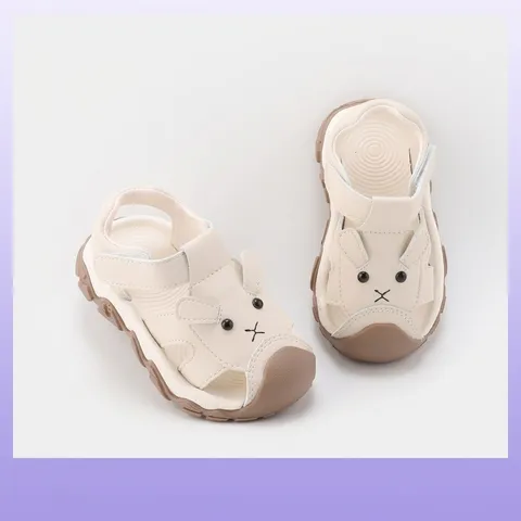 Baby First Walkers Sandals Cartoon Rabbit Microfiber Leather Soft Sole Non-slip Toddler Shoes Hollow Out Summer Unisex