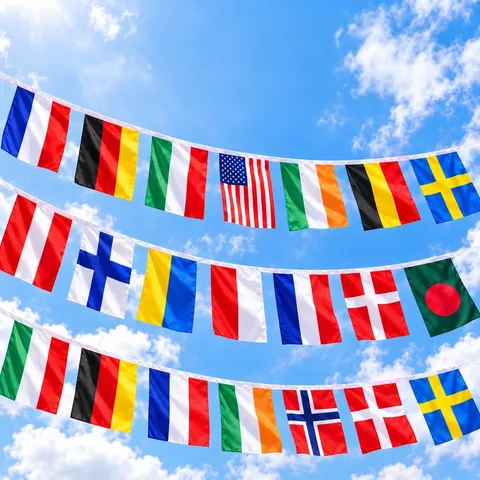 Multicolor National Country String Flags Banner Polyester Bunting For Sports Event Party Festival Decor Activity Activity Flags
