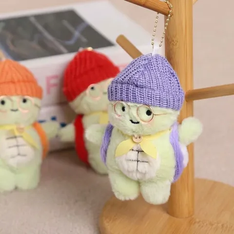 Mignon Fruit Tortue Pendentif Jouet en Peluche Dessin Animé Animal Poupée Rembourrée Sac Ornement Porte-Clés avec Chapeau et Lunettes