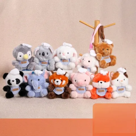 Simpatico Ciondolo in Peluche di Animale Chef dei Cartoni Animati Elefante Volpe Koala Pinguino Coniglio Gatto Orso Panda