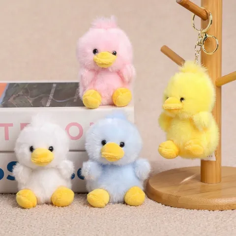 Cute Cartoon Animal Yellow Duck Plush Toy Doll Bag Pendant Stuffed Animal Toy Soft Fluffy Soothing Doll For Kids
