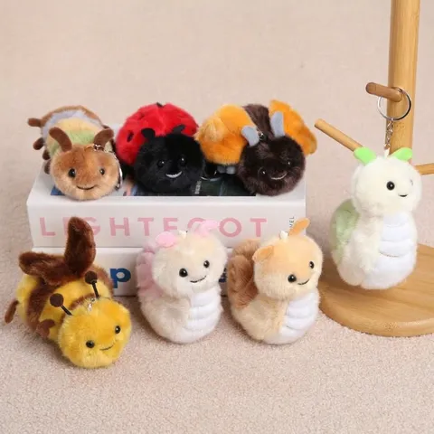 Simpatico Cartone Animato Insetto Peluche Giocattolo Portachiavi Falena Ape Coccinella Lumaca Ciondolo Animale Impagliato Ornamento Borsa Regalo Per Bambini