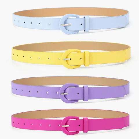 Women Thin PU Leather Belt Candy Color Casual Minimalist Waist Strap With Pin Buckle For Jeans Dress Daily Accessories