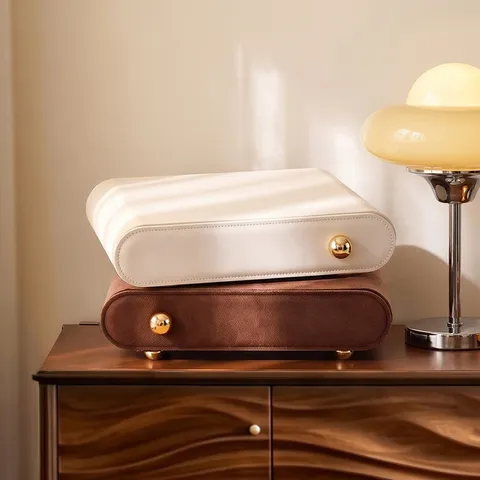 European Style Drawer Jewelry Box Large Capacity Leather Velvet Jewelry Storage Box Stackable Jewelry Organizer For Rings Earrings Necklaces