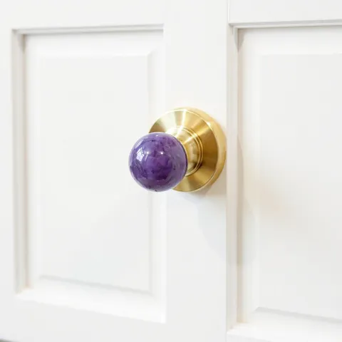 Natural Amethyst Stone Cabinet Knob With Pure Copper Base Luxury Crystal Drawer Pulls Furniture Hardware Pull For Home Decor