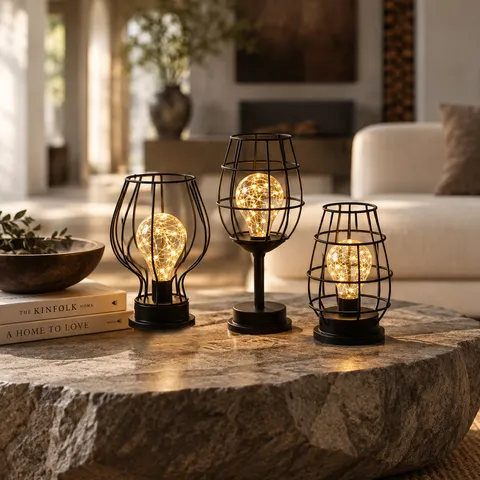 Nordic Creative Iron LED Decorative Lamp Wine Bottle Glass Shape Night Light Battery Powered Desk Table Lamp For Bar Hotel Christmas Decor
