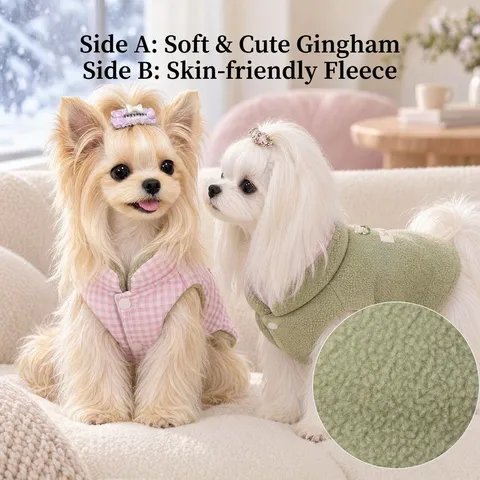 Ins Stijl Omkeerbaar Huisdier Vest gevoerd Fleece Warm Hond Kleding GestreEPT Ruit Winter Kleine Hond Kat Kleding Top