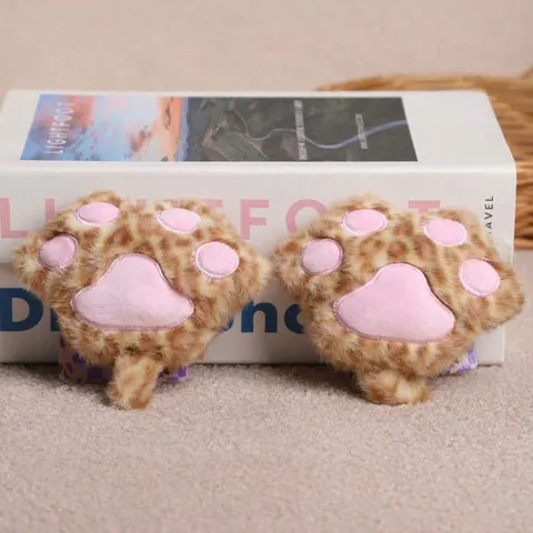 Cute Leopard Print Cat Claw Plush Toy Pendant Soft Animal Keychains Bag Charm Cute Gift Plush Toys