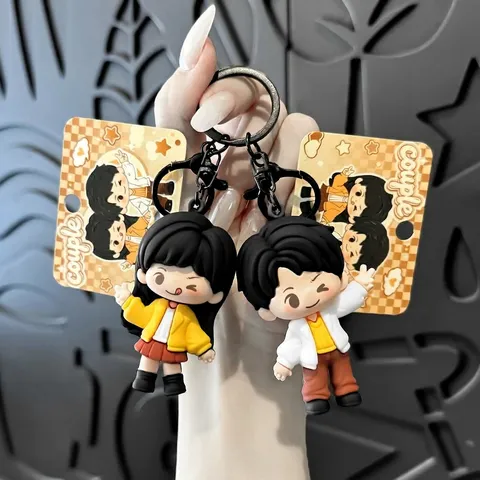 Leuke Cartoon Koppel Sleutelhanger PVC Hars Pop Sleutelhanger Tas Hanger Valentijnsdag Cadeau Sleutelhanger Accessoires