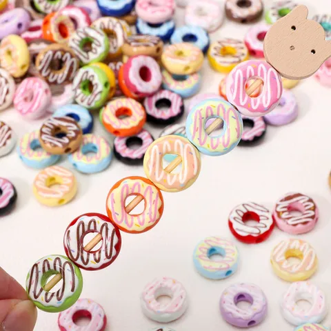 Colorful Donut Acrylic Loose Beads For DIY Jewelry Making Accessories Bracelet Phone Chain Decoration Craft Materials