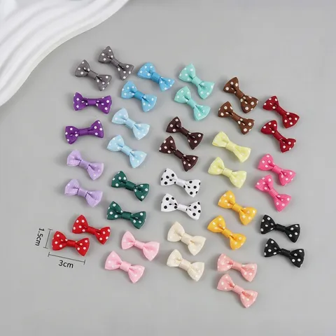 Mini Lazos de Cinta de Grosgrain con Lunares Suministros de Manualidades DIY para Accesorios del Cabello Decoración de Ropa de Muñeca
