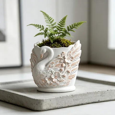 Stampo in Silicone per Vaso da Fiori in Rilievo di Cigno 3D Fai da Te Strumento per la Creazione di Vasi per Animali Floreali Candele Sapone Decorazioni per la Casa