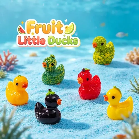 Mini Resin Fruit Duck Figurine Cute Micro Landscape Animal Ornament DIY Miniature Fairy Garden Craft Decor