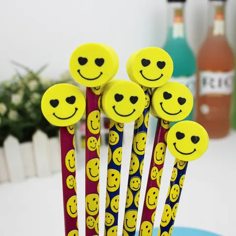 Creative Cartoon Animal Wooden HB Pencils With Detachable Eraser Tops Cute Striped Polka Dot Stationery For Kids School Office Supply Wholesale Assorted Colors Writing Pencils