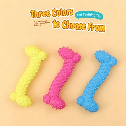 Durable TPR Spiked Bone Dog Chew Toy Interactive Molar Teeth Cleaning Toy Colorful Rubber Pet Toy For Puppy Dogs