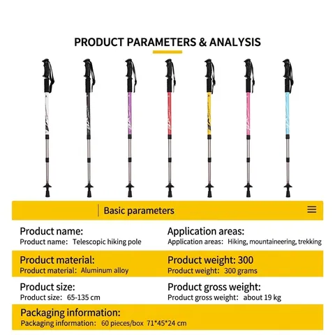 Aluminum Alloy Telescopic Hiking Pole Outdoor Adjustable Straight Handle Shock Absorbing Trekking Pole Hiking Equipment