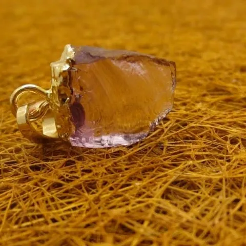 Braziliaanse Amethist Ruwe Steen Hanger 24K Verguld Natuurlijk Paars Kristal Onregelmatige Edelsteen Hanger Sieraden