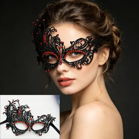Gold Silver Lace Masquerade Mask Half Face Rhinestone Venetian Party Eye Mask For Women Halloween Costume Props